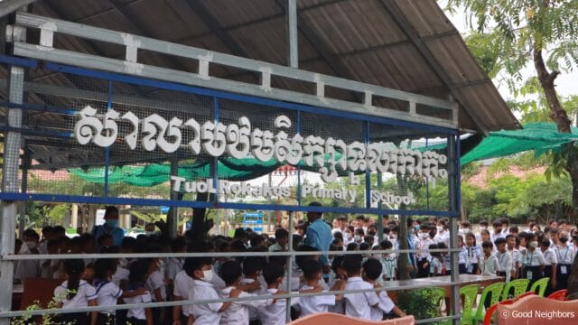 Good Neighbors Cambodia – Cam Capital Plc Supported Tuol Rokakos Primary School with School Supplies and T-Shirts 3 1. Cam Capital Distribution Ceremony 2 640x360 1