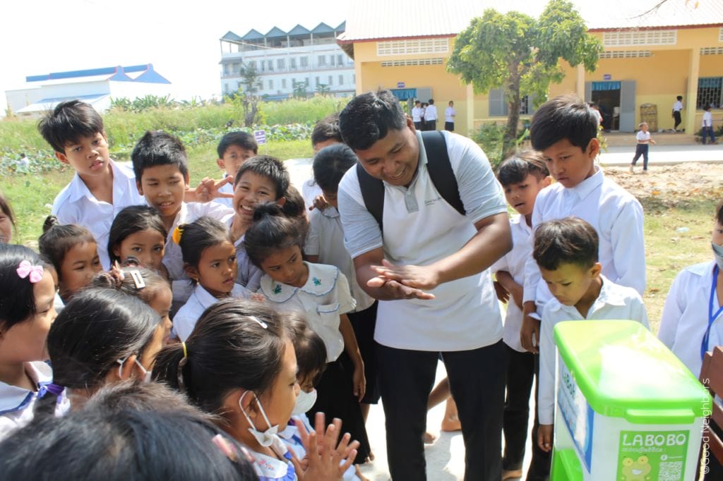Project staff conducted awareness on hand washing. to students at Russey primary school 1
